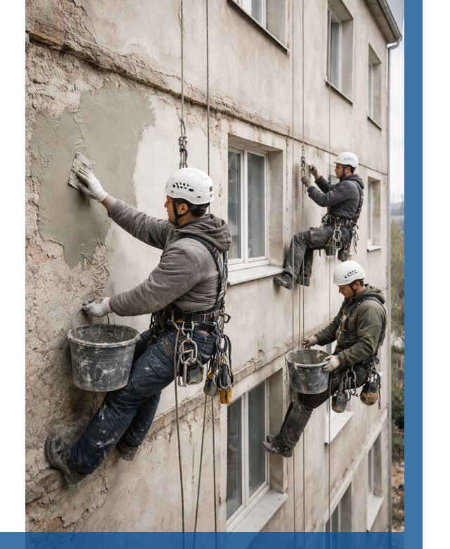 Ремонт штукатурного фасада в Касимах от 816 р. под ключ | ВЫСОТНИК-Ксм