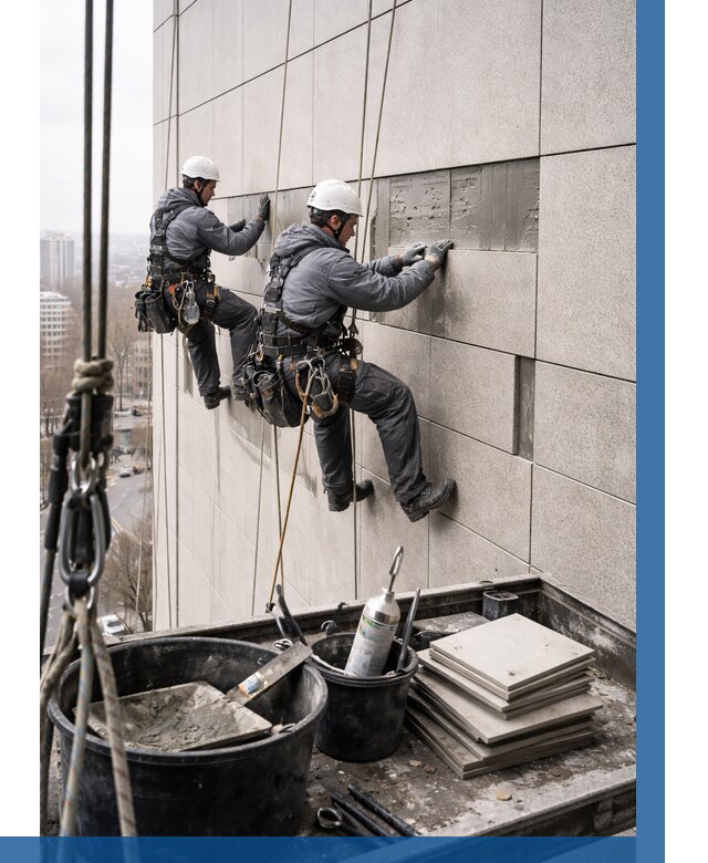 Ремонт фасада из керамогранита в Касимах от 2719 р. | ВЫСОТНИК-Ксм