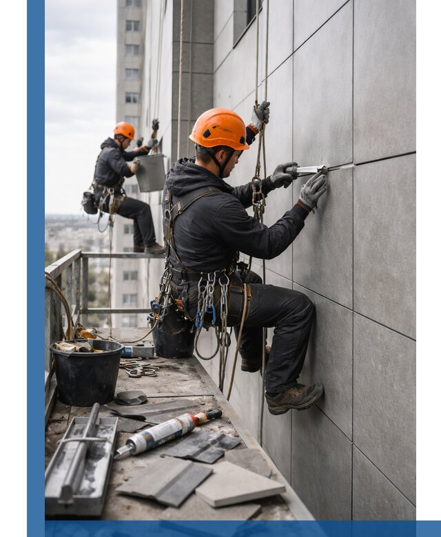 Профессиональный ремонт фасада из керамогранита в Касимах