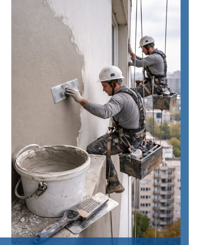 Шпаклевка фасада на высоте в Касимах от 761 р. | ВЫСОТНИК-Ксм