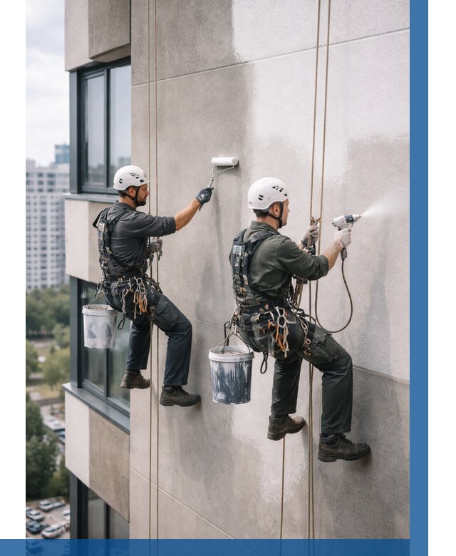 Покраска фасада альпинистами в Касимах от 326 р. | ВЫСОТНИК-Ксм