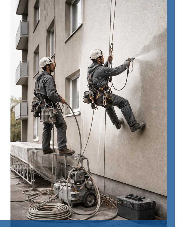 Безвоздушная покраска фасада в Касимах от 239 р/м² | ВЫСОТНИК-Ксм