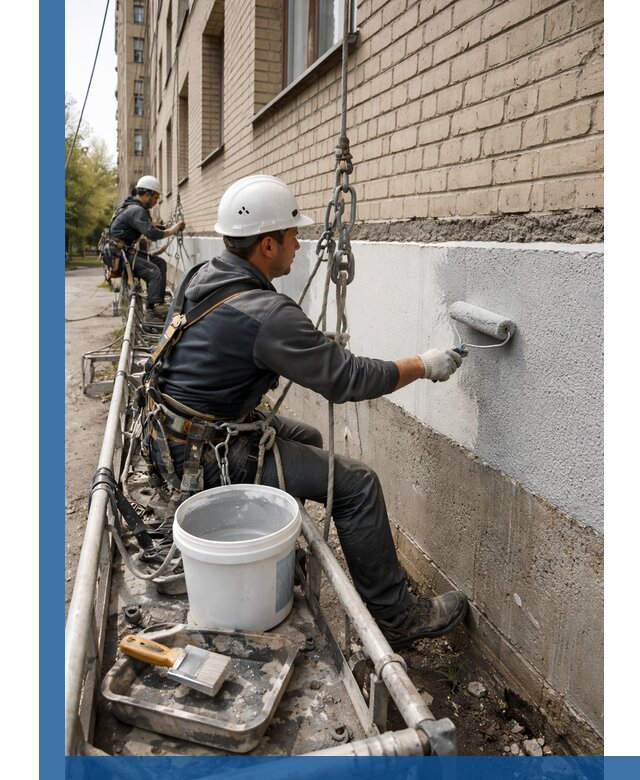 Окраска цоколя здания в Касимах профессионально и надежно