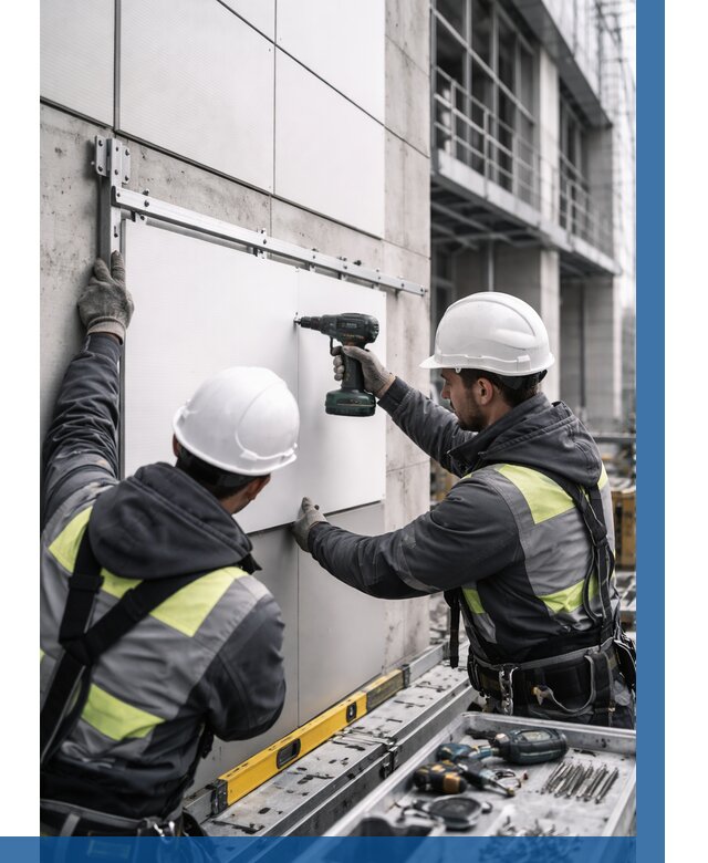 Монтаж композитных панелей фасада в Касимах от 2719 р. | ВЫСОТНИК-Ксм