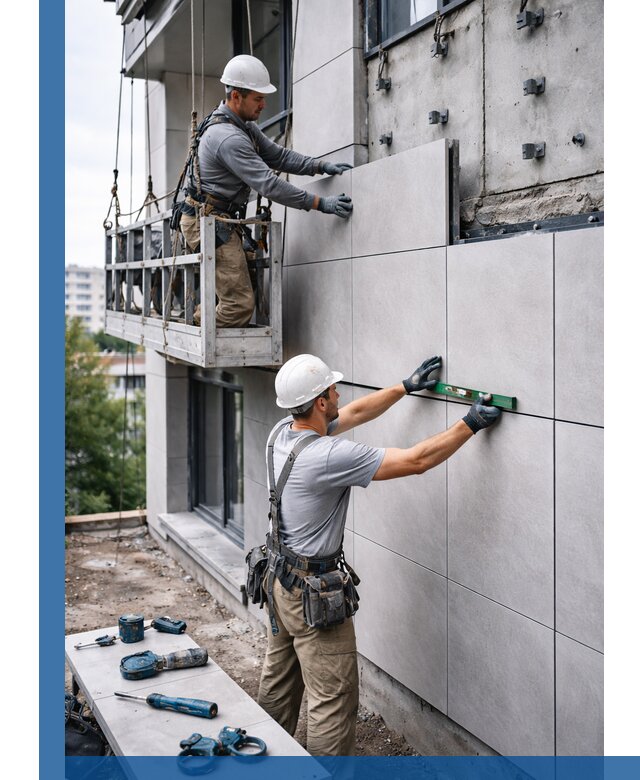 Монтаж керамогранита на фасад в Касимах под ключ с гарантией качества