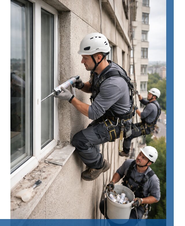 Герметизация оконных швов снаружи в Касимах от 1631 р. | ВЫСОТНИК-Ксм
