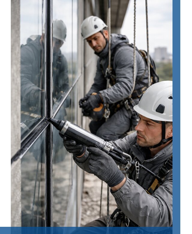 Герметизация витражных швов в Касимах от 707 р. | ВЫСОТНИК-Ксм