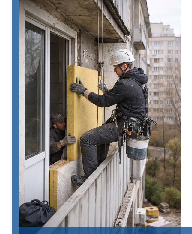 Профессиональное утепление балкона снаружи в Касимах под ключ