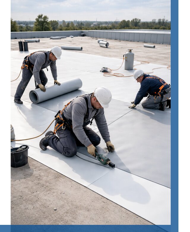 Монтаж мембранной кровли под ключ в Касимах от 1305 р. | ВЫСОТНИК-Ксм