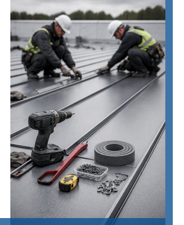 Монтаж фальцевой кровли в Касимах от 1957 р. | ВЫСОТНИК-Ксм