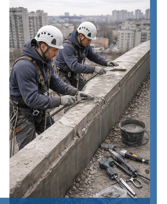 Ремонт парапета на кровле в Касимах от 1631 р. | ВЫСОТНИК-Ксм