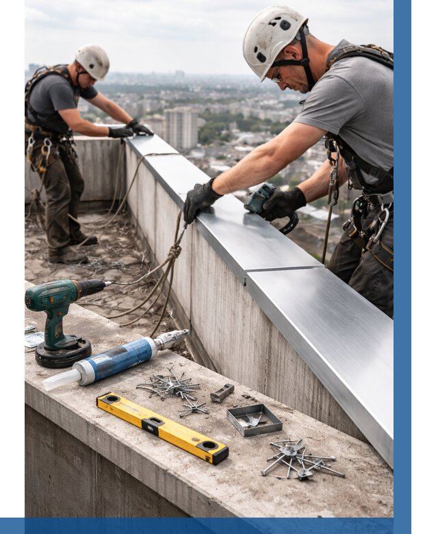 Монтаж парапетных крышек в Касимах от 870 р. | ВЫСОТНИК-Ксм