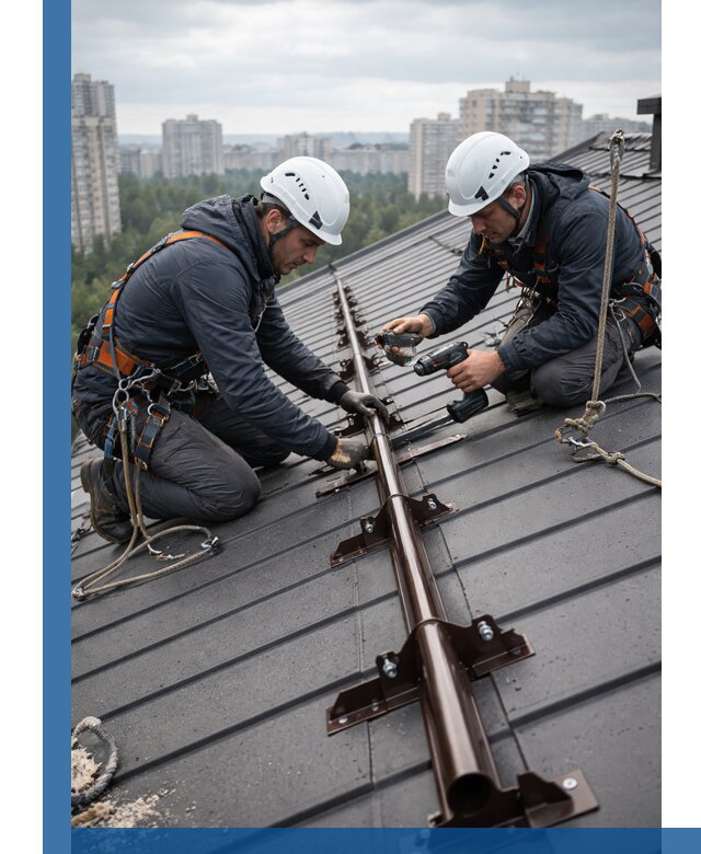 Монтаж снегозадержателей на кровле зданий в Касимах под ключ