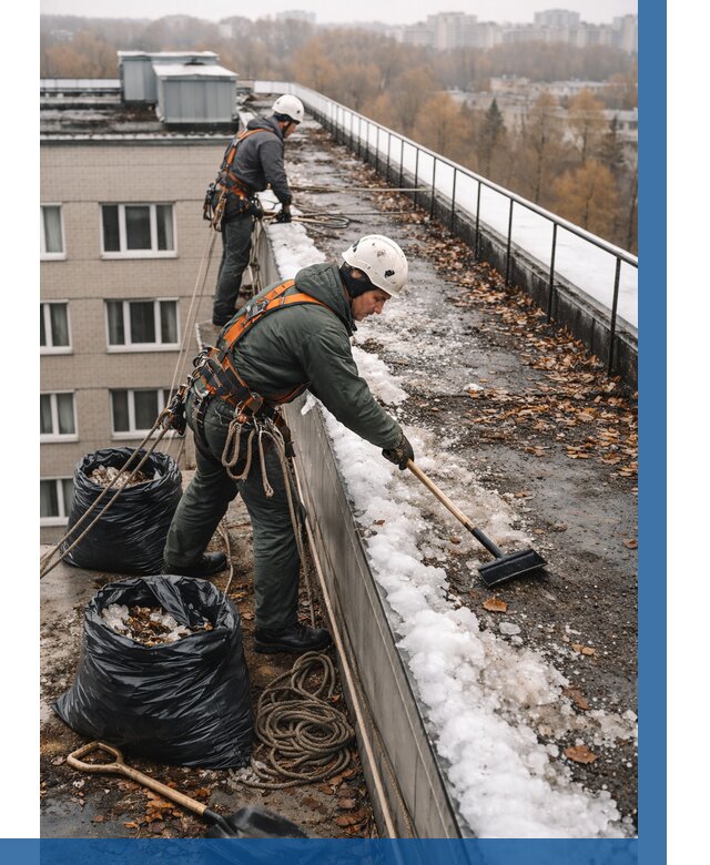 Очистка кровли по периметру в Касимах от 598 р. | ВЫСОТНИК-Ксм