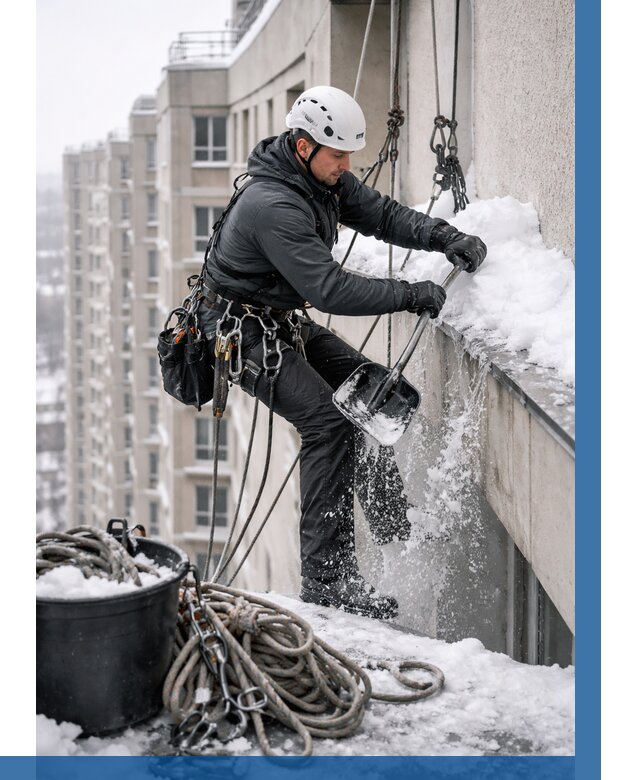 Очистка карнизов от снега в Касимах от 326 р. | ВЫСОТНИК-Ксм