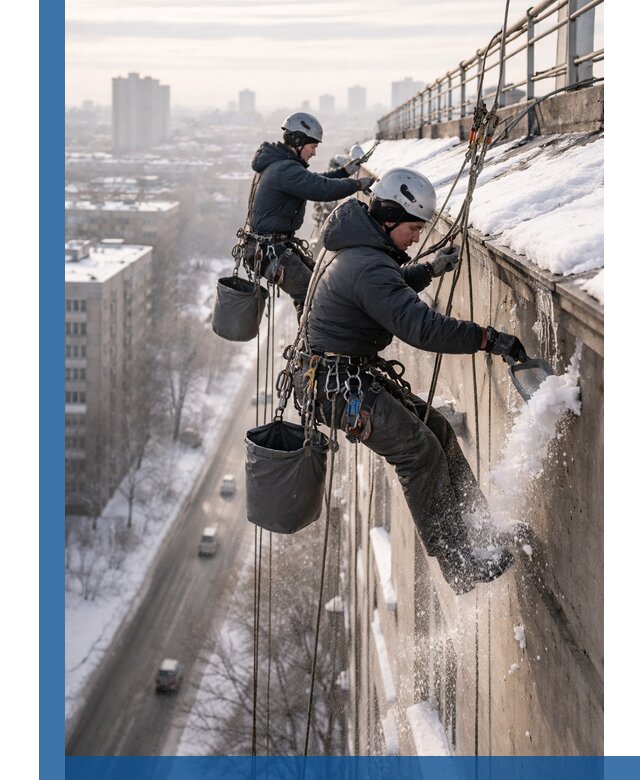 Очистка карнизов от снега в Касимах профессионально и безопасно