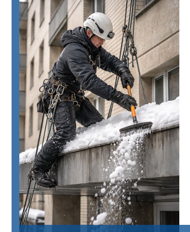 Очистка козырьков от снега в Касимах круглогодично безопасно