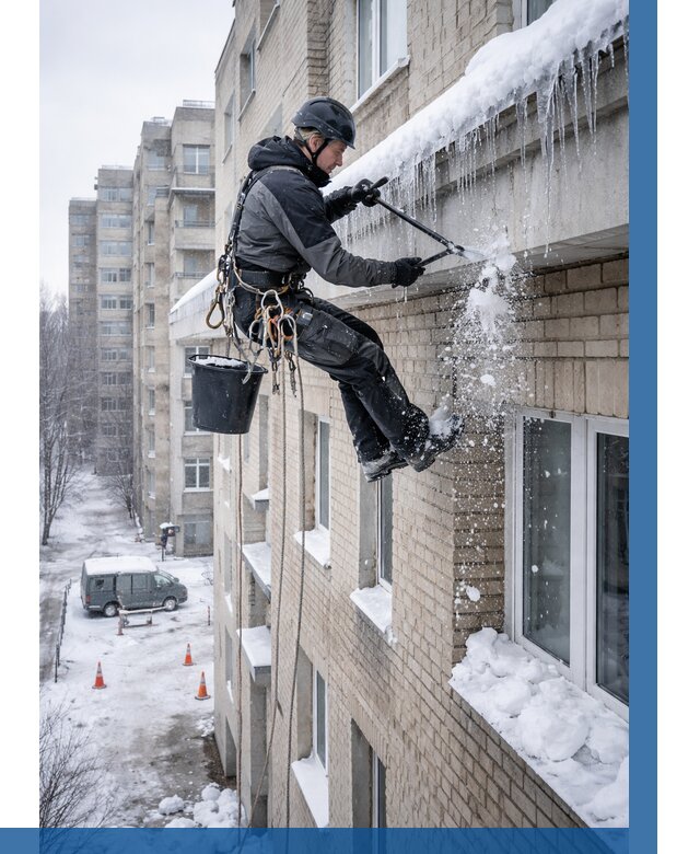 Удаление наледи с карнизов в Касимах от 381 р. | ВЫСОТНИК-Ксм