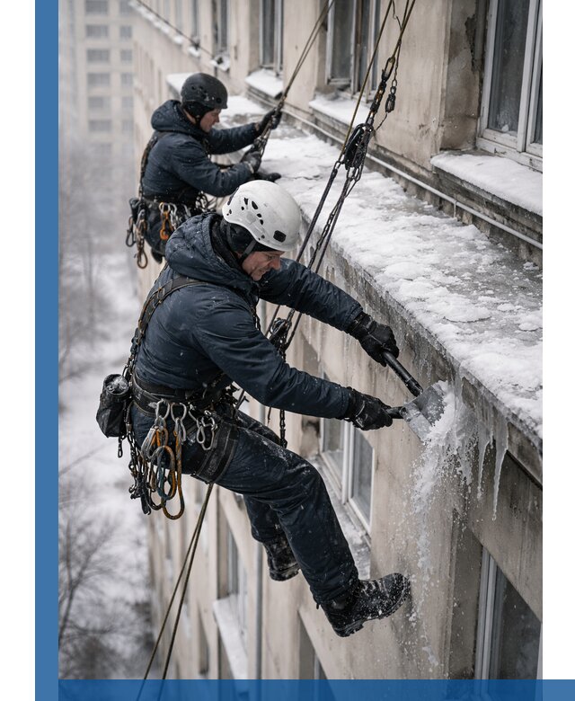 Удаление наледи и сосулек с карнизов в Касимах профессионально