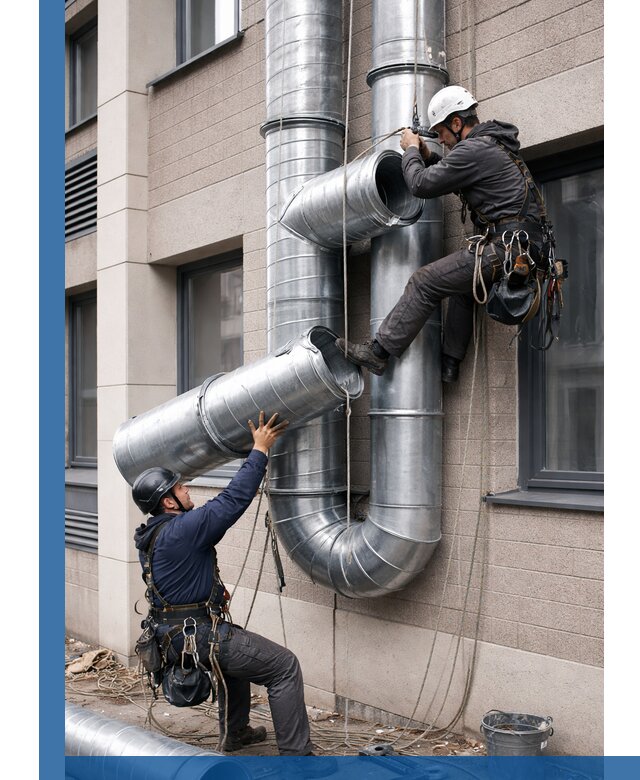 Монтаж фасадных воздуховодов в Касимах с герметизацией и крепежом