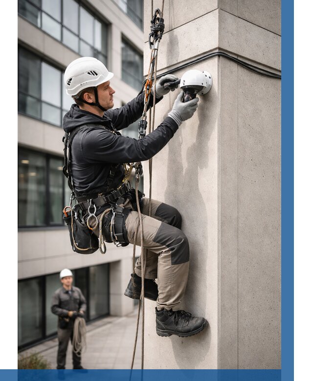 Монтаж камер видеонаблюдения на фасаде в Касимах от 9243 р.-ВЫСОТНИК-Ксм