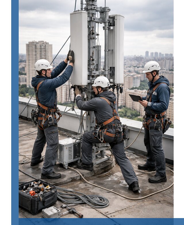 Монтаж антенн связи на крыше в Касимах с вводом в эксплуатацию