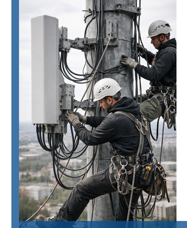 Монтаж оборудования связи на мачте в Касимах с пусконаладкой