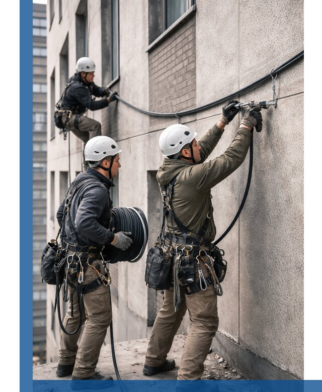 Прокладка кабеля по фасаду в Касимах, профессиональный монтаж