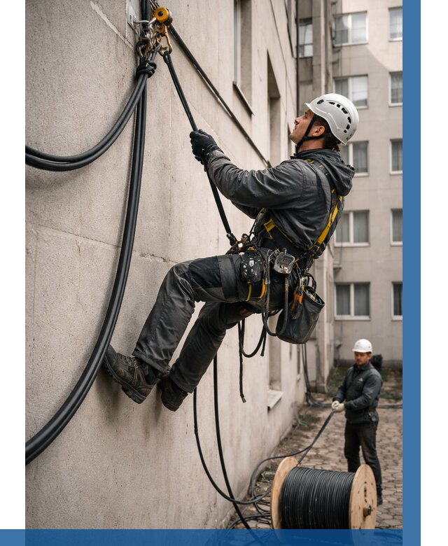 Протяжка кабеля питания на высоте в Касимах от 489 р. | ВЫСОТНИК-Ксм