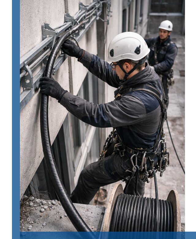 Протяжка кабеля питания на высоте в Касимах с гарантией безопасности и качества