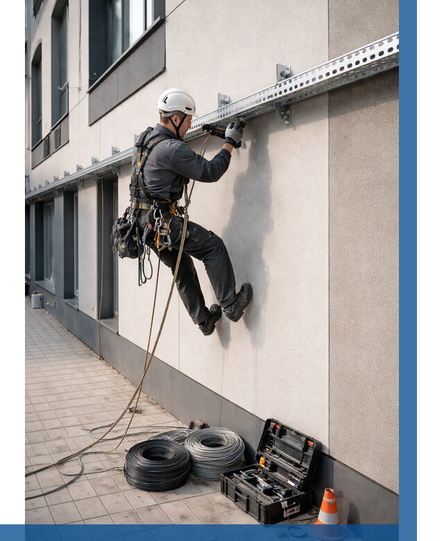 Монтаж кабельных лотков на фасаде в Касимах от 1305 р. | ВЫСОТНИК-Ксм