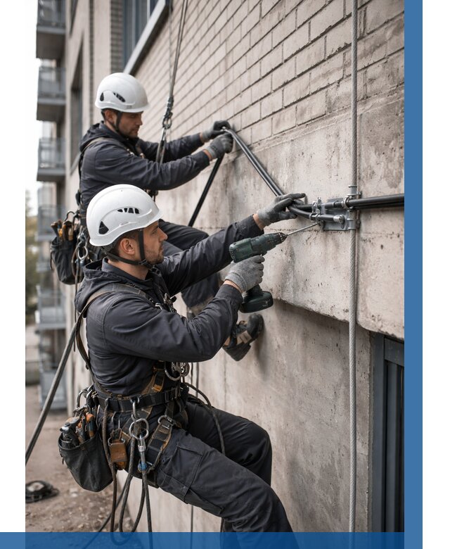 Крепление кабеля на фасаде в Касимах от 381 р. | ВЫСОТНИК-Ксм