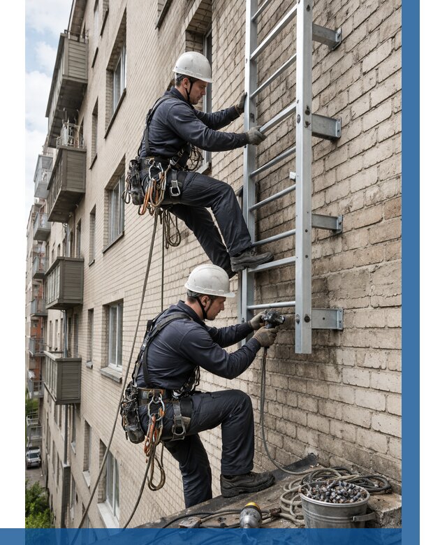 Монтаж пожарной лестницы в Касимах от 27185 р заказать у ВЫСОТНИК-Ксм
