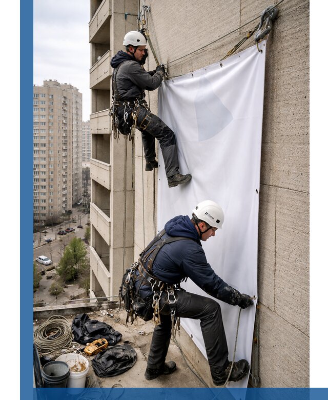 Профессиональный монтаж баннеров на фасаде в Касимах