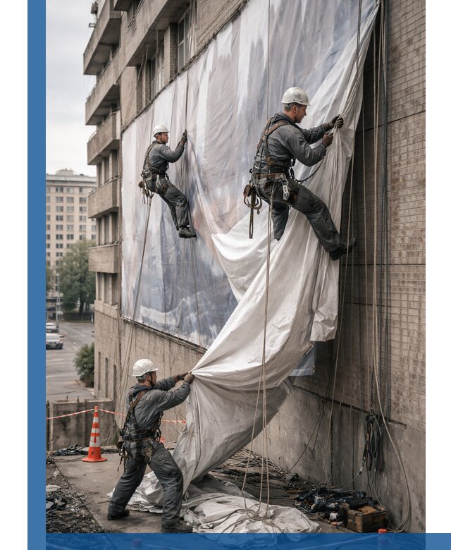 Демонтаж баннеров с фасада в Касимах оперативно и безопасно