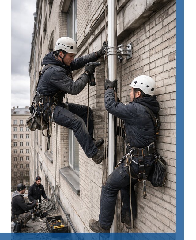 Монтаж флагштока на здании в Касимах от 7068 р. | ВЫСОТНИК-Ксм