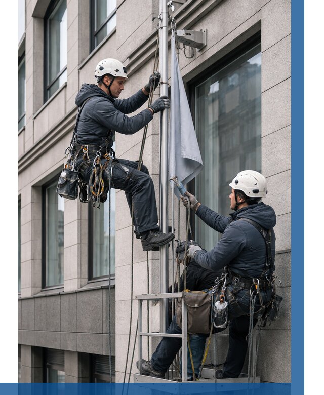 Установка флагов на фасаде в Касимах от 4893 р. | ВЫСОТНИК-Ксм