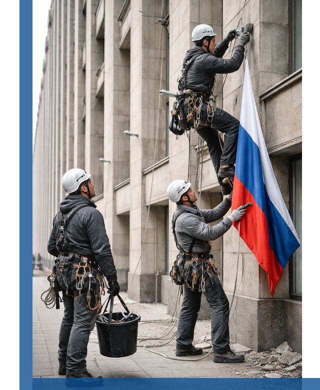 Профессиональная установка флагов на фасаде в Касимах