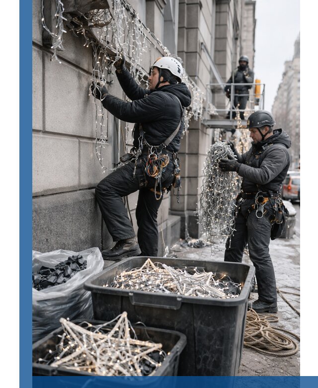 Демонтаж новогоднего оформления и гирлянд в Касимах