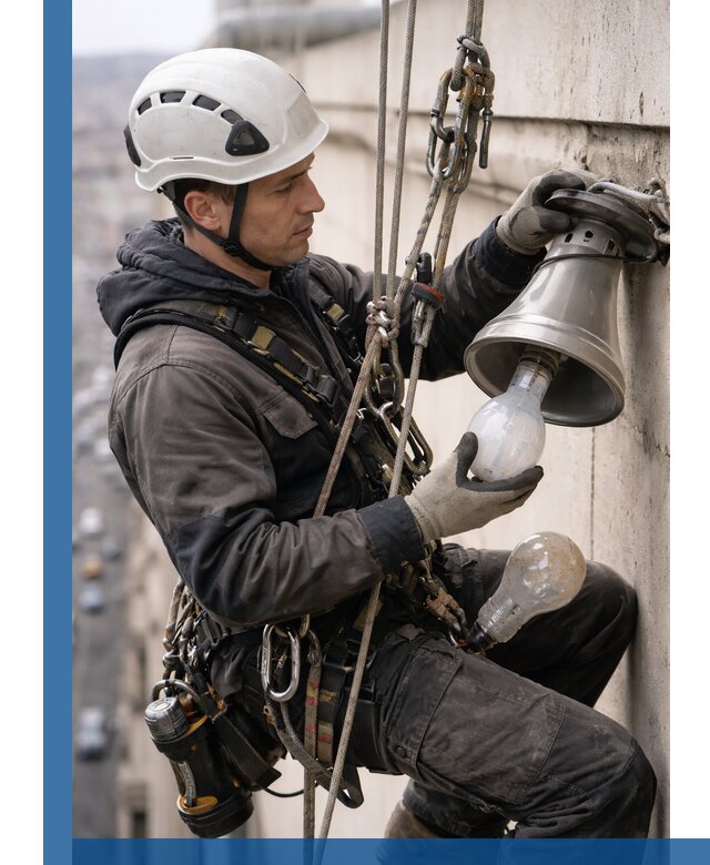 Замена ламп на высоте в Касимах профессионально и быстро