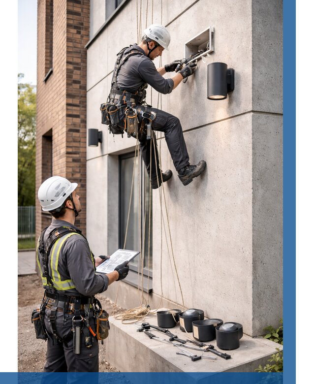 Монтаж фасадного освещения в Касимах от 2719 р. | ВЫСОТНИК-Ксм