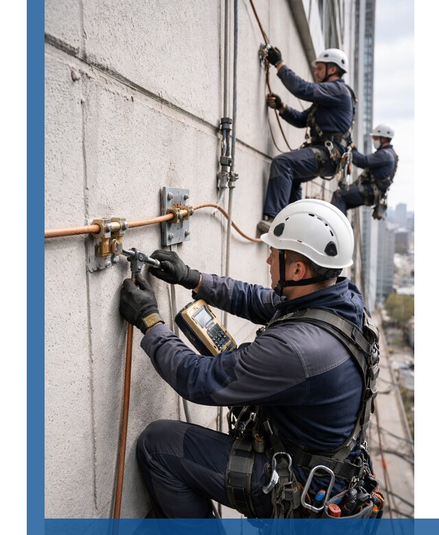 Монтаж системы заземления здания и молниезащиты в Касимах