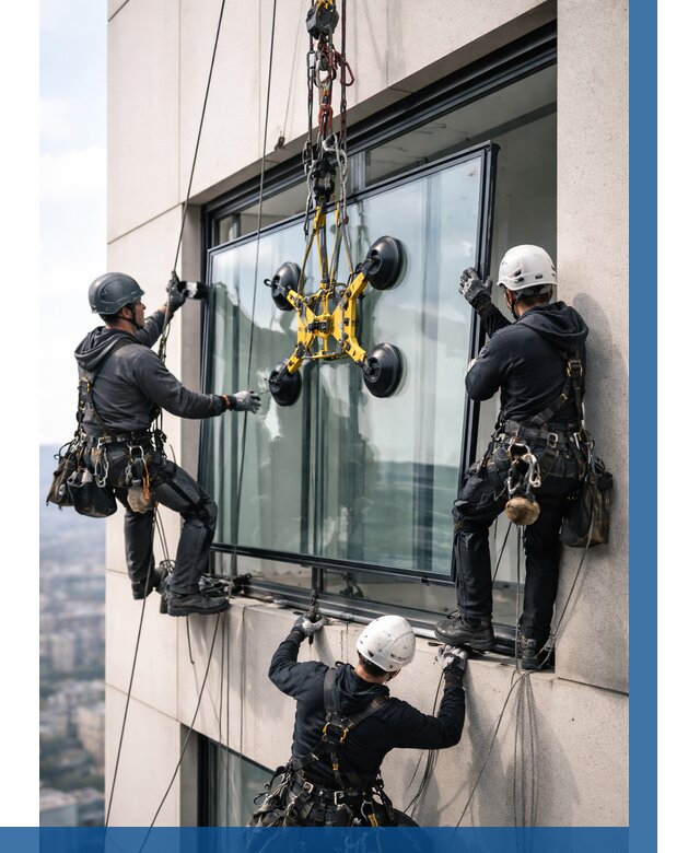 Монтаж стеклопакетов на высоте в Касимах от 3480 р. | ВЫСОТНИК-Ксм