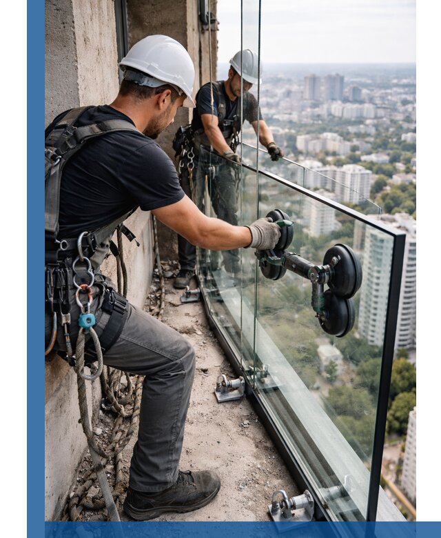 Монтаж стеклянных ограждений под ключ с гарантией в Касимах