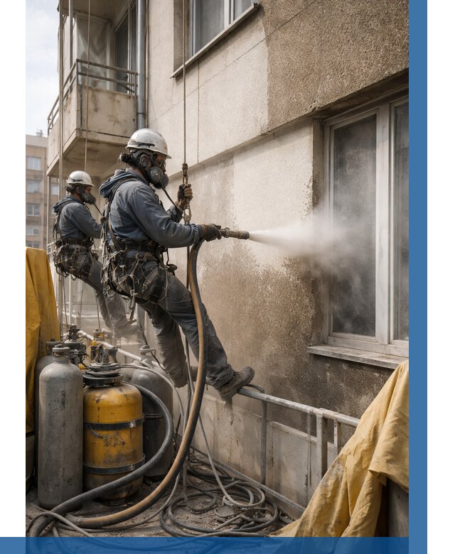 Пескоструйная очистка фасада в Касимах от 707 р. | ВЫСОТНИК-Ксм