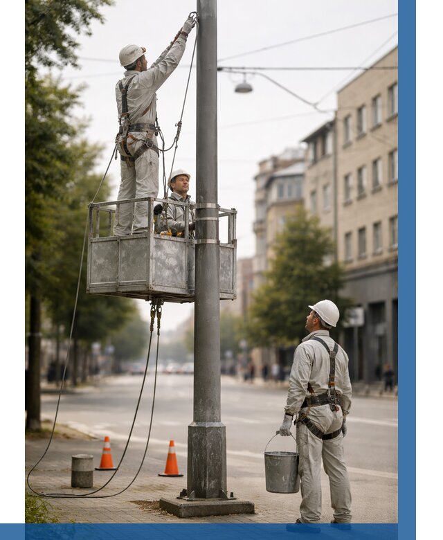 Покраска опор освещения в Касимах от 5437 р. | ВЫСОТНИК-Ксм
