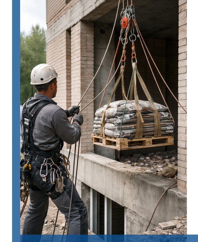 Подъем материалов на этаж веревками в Касимах оперативно