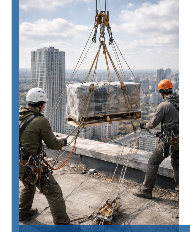 Подъем и монтаж крупногабаритных грузов на крышу в Касимах