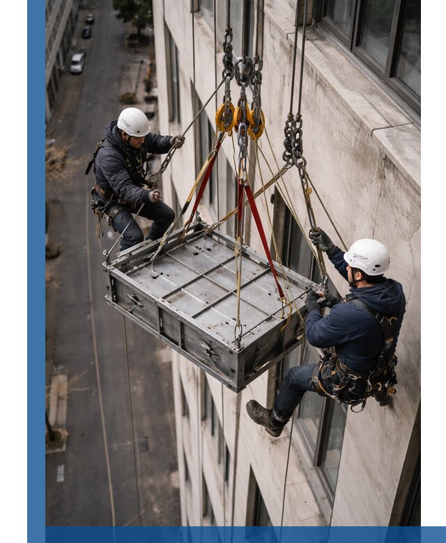 Спуск и подъем грузов по фасаду в Касимах для зданий
