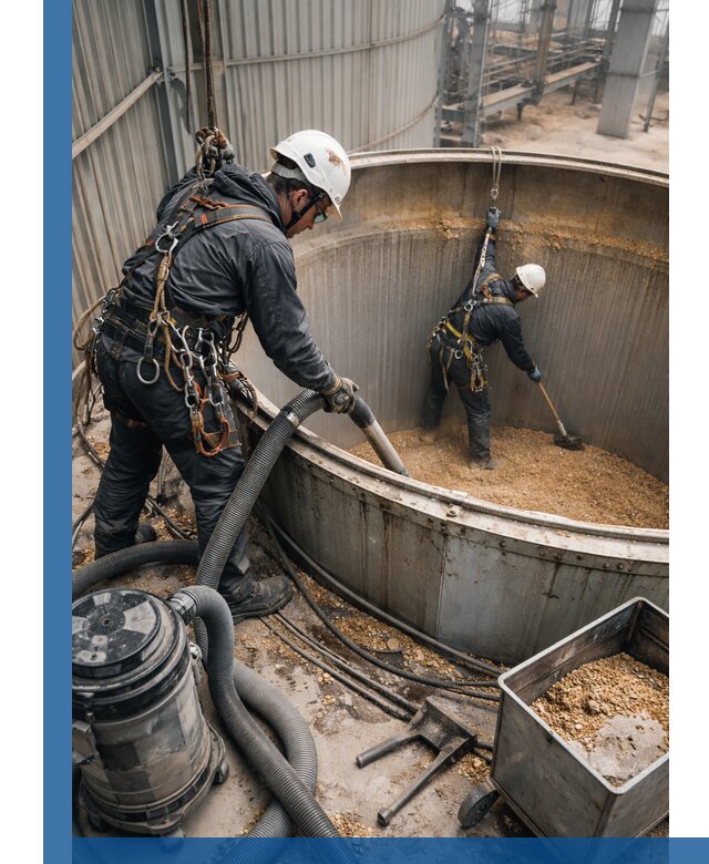 Профессиональная чистка зерновых бункеров в Касимах с выездом